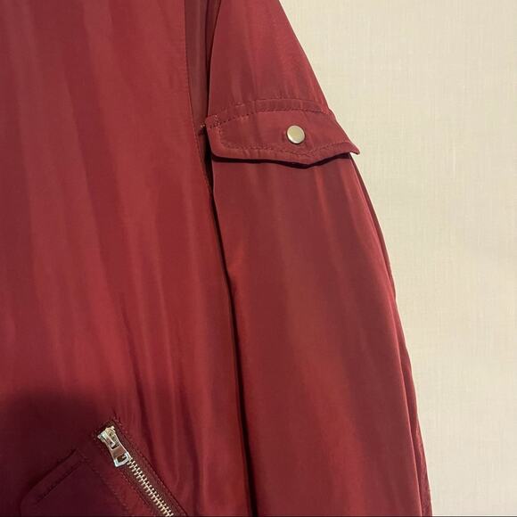 Zara Trafaluc Outerwear Burgundy Bomber Zip Front Lined Jacket Size Small - Picture 7 of 8